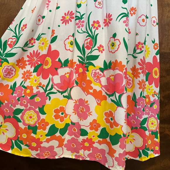 Mister Zimi Sleeveless "Sophie" Midi Dress Womens 12 White Floral Print Easter - Picture 12 of 16